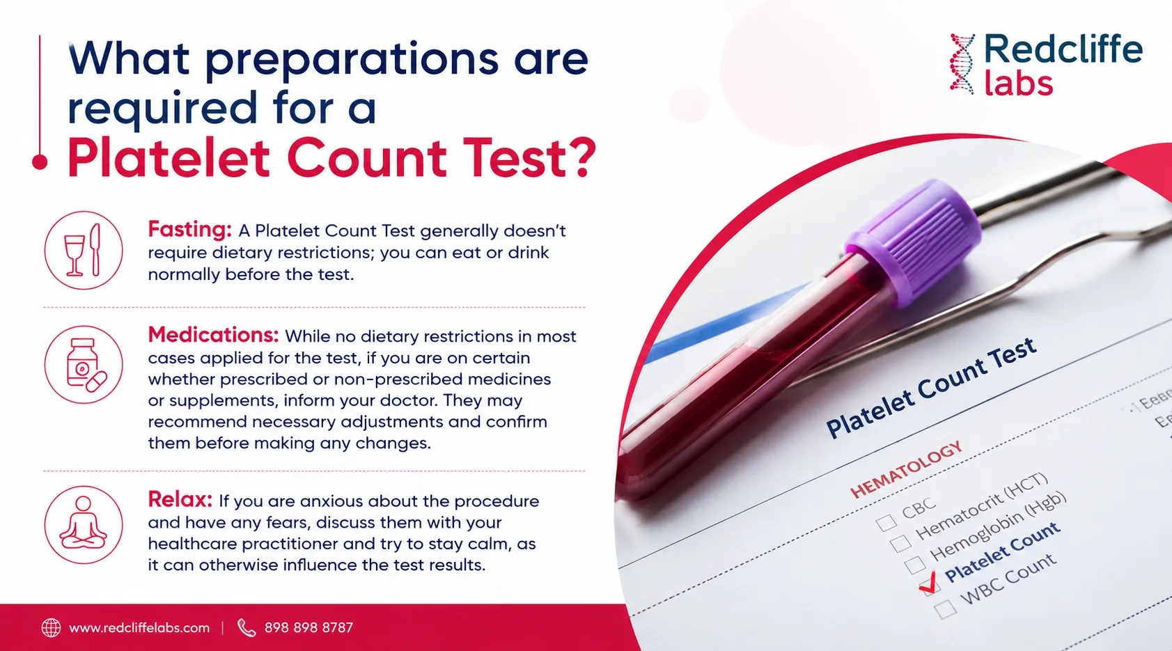 preparation required for platelet count test